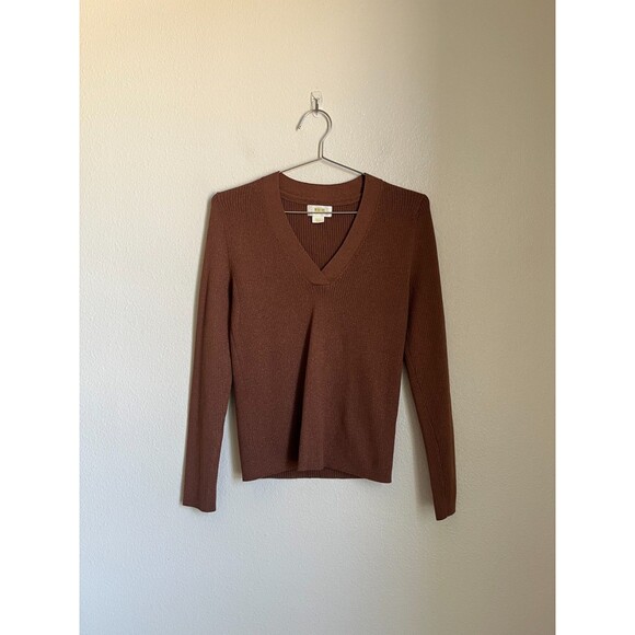 Maeve Anthropologie Thea V-Neck Sweater in Brown Size SMALL - Picture 1 of 6